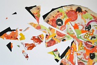Abstract pizza ripped paper food art advertisement.