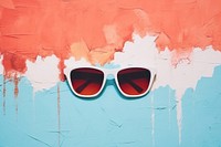 Abstract sunglasses on the sand ripped paper collage art backgrounds accessories.
