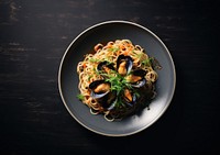 A mussel and clam soba with browned anchovy butter food seafood plate.