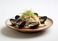 A mussel and clam soba with browned anchovy butter food seafood pasta.