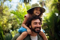 Brazilian dad and daughter happiness laughing portrait.
