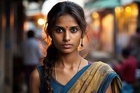 Indian young woman portrait photo contemplation.