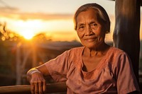 Elder Filipino Hopeful adult smile woman.