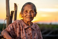 Elder Filipino Hopeful adult smile woman.