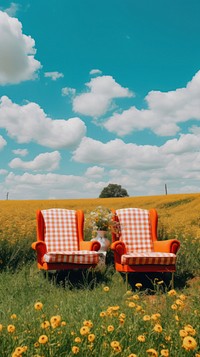  Countryside grassland furniture outdoors. AI generated Image by rawpixel.