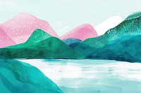 Cute fjord illustration scenery outdoors mountain.