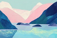 Cute fjord illustration scenery outdoors mountain.