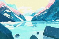 Cute fjord illustration scenery mountain outdoors.