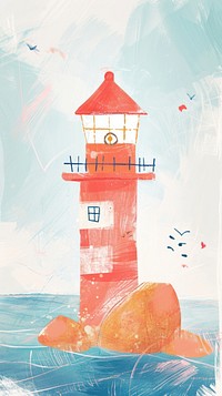 Cute light house illustration architecture lighthouse outdoors.