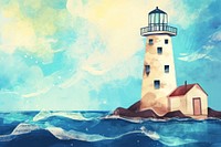 Cute lighthouse illustration architecture building painting.