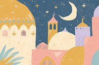 Cute ramadan illustration painting art modern art.