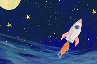 Cute rocket in the space illustration invertebrate outdoors seafood.