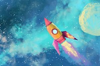 Cute rocket in the space illustration animal shark fish.