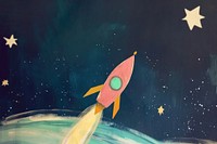 Cute rocket in the space illustration outdoors animal shark.