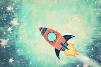 Cute rocket in the space illustration outdoors cartoon nature.