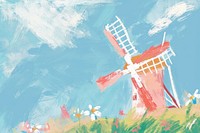 Cute windmill illustration outdoors painting machine.