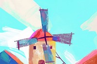 Cute windmill illustration appliance painting outdoors.