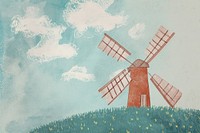Cute windmill illustration outdoors.