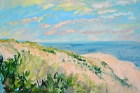 Beach landscape painting outdoors. AI generated Image by rawpixel.