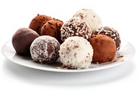 Chocolate truffles dessert plate food. AI generated Image by rawpixel.
