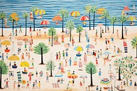Summer beach painting outdoors vacation. AI generated Image by rawpixel.