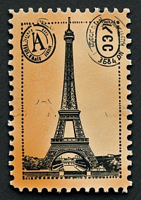 Vintage postage stamp with eiffel tower architecture banknote history.