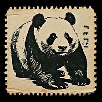 Vintage postage stamp with panda wildlife animal mammal.
