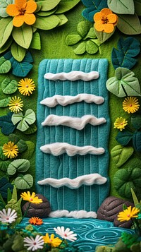 Wallpaper of felt waterfall pattern flower plant.