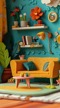 Wallpaper of felt living room furniture craft art.