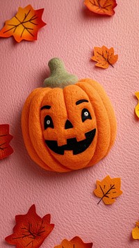 Wallpaper of felt pumpkin halloween craft plant.