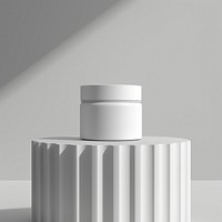 Cosmetic jar  white monochrome porcelain.