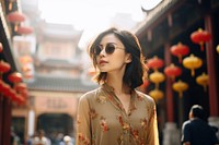 Chinese woman sunglasses portrait fashion.
