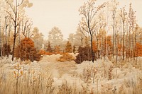 Autumn forest landscape outdoors painting.