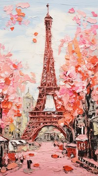 Eiffel tower architecture building painting.