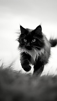 Cat running blurry monochrome mammal animal.