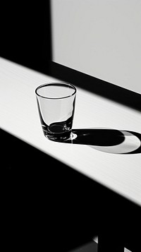 Glasses on table reflect sunlight simplicity monochrome black.