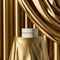 Cream skinecare packaging  curtain gold decoration.