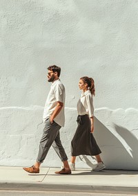 Couple walking footwear adult.