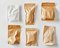 Snack bag in various shapes food white background ingredient.