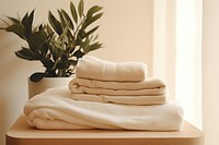 Photo of towel bed comfortable relaxation.