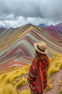 Woman at rainbow mountains outdoors nature adult.