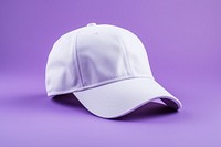 Cap  purple white headgear.
