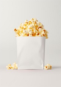 Popcorn packaging paper bag  snack food white background.