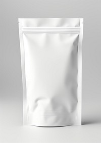 Plastic pouch packaging  white white background monochrome.