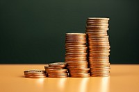 Stack of coins money tin investment.