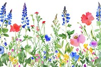 Wildflower watercolor border backgrounds outdoors blossom.