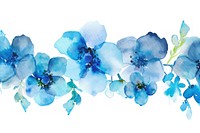 Blue flower watercolor border nature petal plant.