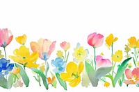 Spring watercolor border outdoors flower nature.