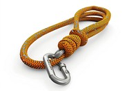 Climbing rope with carabiner knot white background electronics.
