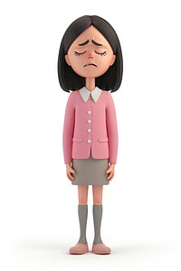 3d illustration woman tired and sick expression doll white background hairstyle.
